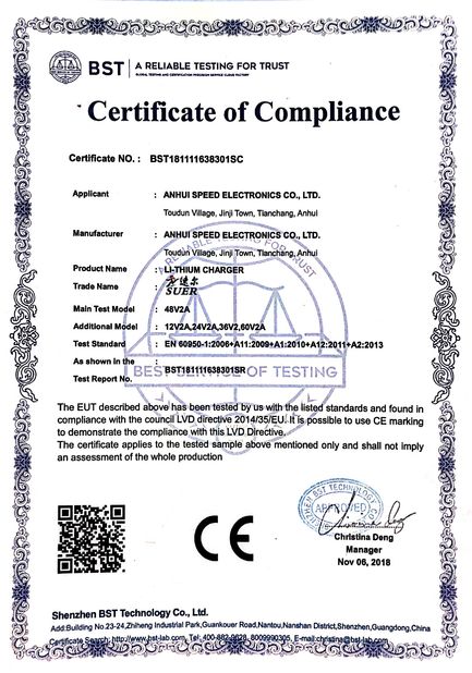 Porcellana Anhui SURE ELECTRONICS CO.,LTD Certificazioni